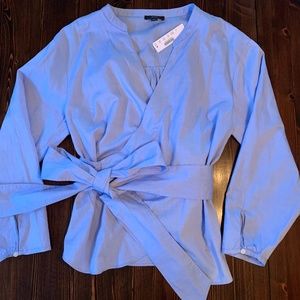 NWT J Crew Chambray Wrap Top
